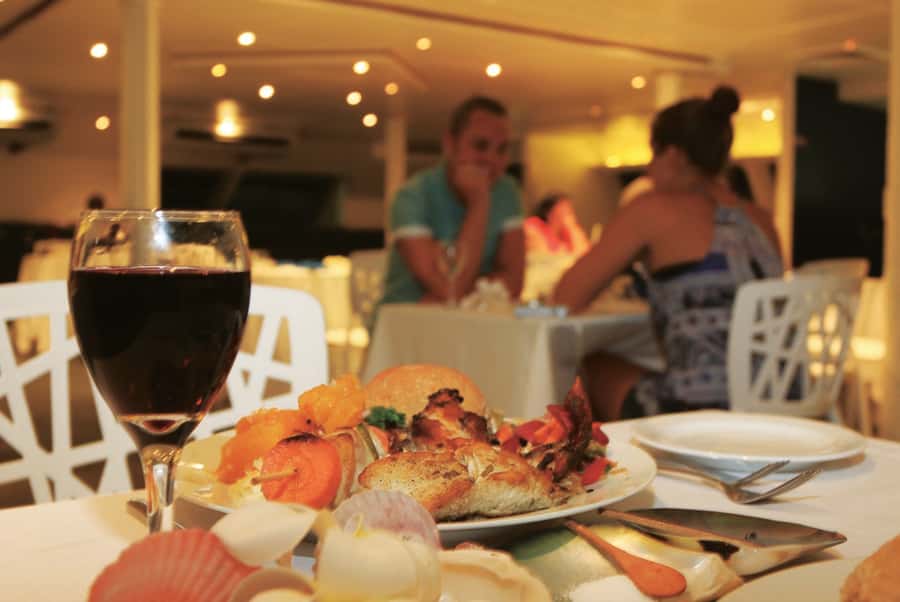 Fiji: Captain Cook Cruises Sunset Dinner Cruise with Lobster - A lobster dinner with a tropical side
